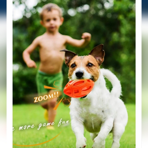 Dog Football Toy Orange Durable - Picture 2 of 10